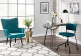 Lumisource Tania Contemporary Task Chair in Black Metal and Teal Velvet