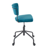 Lumisource Tania Contemporary Task Chair in Black Metal and Teal Velvet