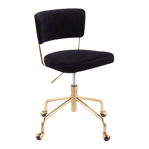Lumisource Tania Contemporary Task Chair in Gold Metal and Black Velvet