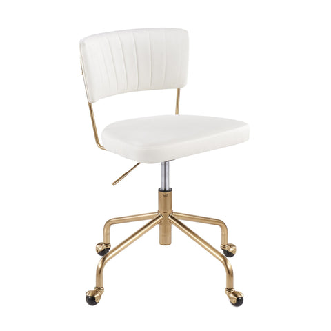 Lumisource Tania Contemporary Task Chair in Gold Metal and Cream Velvet