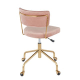 Lumisource Tania Contemporary Task Chair in Gold Metal and Pink Velvet
