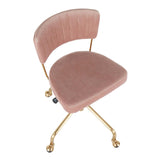 Lumisource Tania Contemporary Task Chair in Gold Metal and Pink Velvet