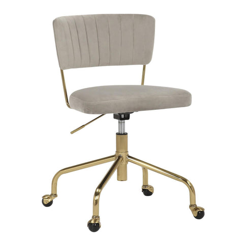 Lumisource Tania Contemporary Task Chair in Gold Metal and Silver Velvet