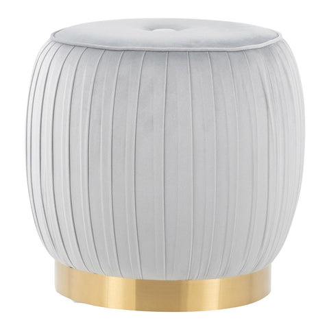 Lumisource Tania Glam Ottoman in Gold Steel and Silver Velvet
