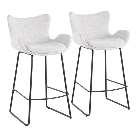 Lumisource Tara Contemporary Counter Stool in Black Metal and Light Grey Noise Fabric - Set of 2