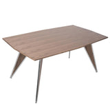 Lumisource Tetra Contemporary Dining Table in Walnut Wood and Stainless Steel