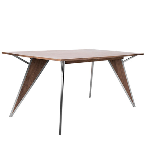 Lumisource Tetra Contemporary Dining Table in Walnut Wood and Stainless Steel