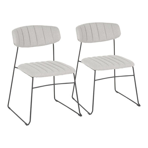 Lumisource Thomas Contemporary Chair in Black Metal and Light Grey Fabric - Set of 2