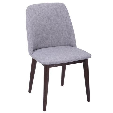 Lumisource Tintori Contemporary Dining Chair in Walnut and Light Grey Fabric - Set of 2