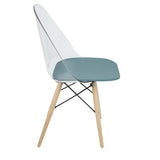Lumisource Tonic Mid-Century Modern Dining/Accent Chair in Natural Wood and Teal - Set of 2