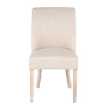 Lumisource Tori Farmhouse Dining Chair in White Washed Wooden Legs and Beige Fabric - Set of 2