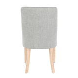 Lumisource Tori Farmhouse Dining Chair in White Washed Wooden Legs and Green/Grey Fabric - Set of 2