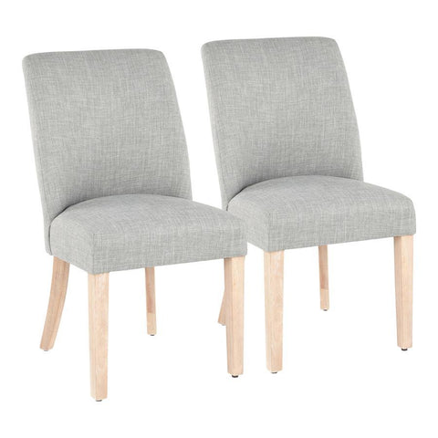 Lumisource Tori Farmhouse Dining Chair in White Washed Wooden Legs and Green/Grey Fabric - Set of 2