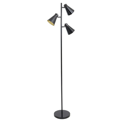 Lumisource Tres Industrial Floor Lamp in Black and Gold