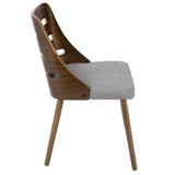 Lumisource Trevi Mid-Century Modern Dining/Accent Chair in Walnut with Grey Fabric