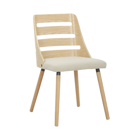 Lumisource Trevi Mid-Century Modern Dining/accent Chair in Natural Wood with Cream Fabric