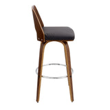 Lumisource Trilogy Mid-Century Modern Barstool in Walnut and Brown Faux Leather - Set of 2