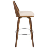 Lumisource Trilogy Mid-Century Modern Barstool in Walnut and Cream Faux Leather - Set of 2