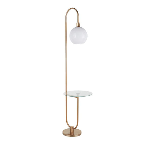 Lumisource Trombone Contemporary/Glam Floor Lamp in Gold Metal with Clear Glass Shelf