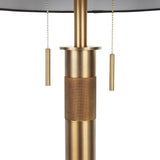 Lumisource Trophy Industrial Table Lamp in Antique Brass with Black Linen Shade