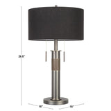 Lumisource Trophy Industrial Table Lamp in Gun Metal with Black Linen Shade