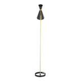 Lumisource Tux Contemporary-Glam Floor Lamp in Black and Gold Metal with Black Metal Shade