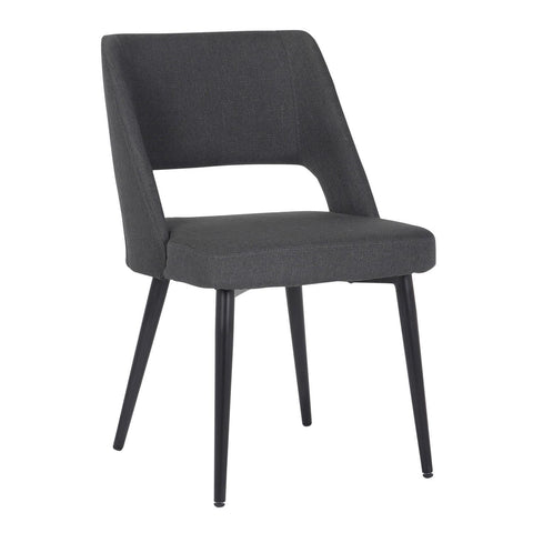 Lumisource Valencia Mid-Century Modern Chair in Black Steel and Charcoal Fabric