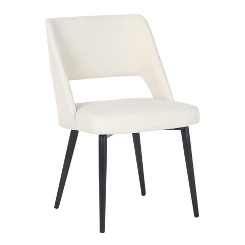 Lumisource Valencia Mid-Century Modern Chair in Black Steel and Cream Fabric