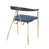 Lumisource Vanessa Contemporary Chair in Gold Metal and Blue Velvet with Black Wood Accent - Set of 2