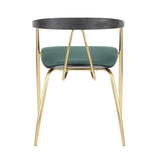 Lumisource Vanessa Contemporary Chair in Gold Metal and Green Velvet with Black Wood Accent - Set of 2