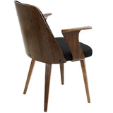 Lumisource Verdana Mid-Century Modern Dining/Accent Chair in Walnut with Black Fabric