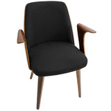 Lumisource Verdana Mid-Century Modern Dining/Accent Chair in Walnut with Black Fabric