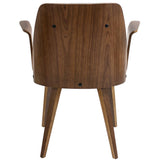 Lumisource Verdana Mid-Century Modern Dining/Accent Chair in Walnut with Grey Fabric