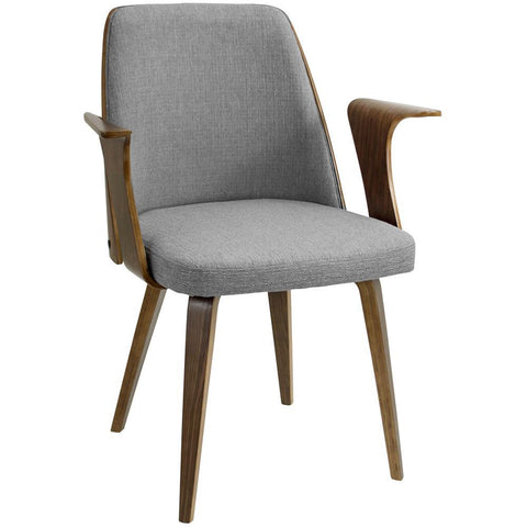Lumisource Verdana Mid-Century Modern Dining/Accent Chair in Walnut with Grey Fabric