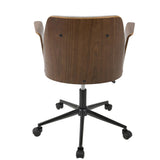 Lumisource Verdana Mid-Century Modern Office Chair in Walnut Wood and Grey Fabric