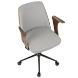 Lumisource Verdana Mid-Century Modern Office Chair in Walnut Wood and Grey Fabric