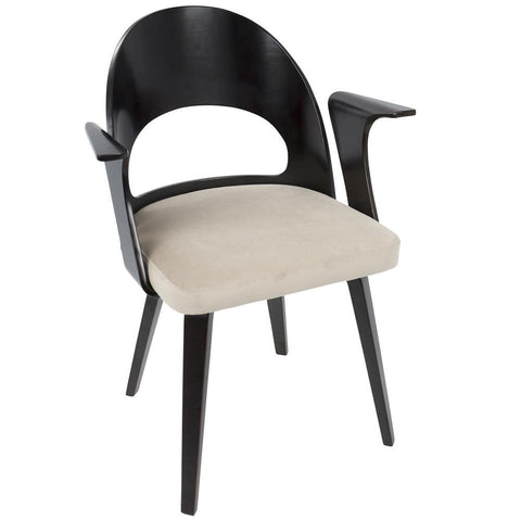 Lumisource Verino Mid-Century Modern Dining/Accent Chair in Espresso with Light Brown Velvet