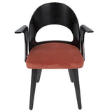 Lumisource Verino Mid-Century Modern Dining/Accent Chair in Espresso with Orange Velvet