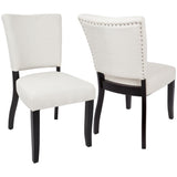 Lumisource Vida Contemporary Dining Chair with Nailhead Trim in Espresso and Cream - Set of 2