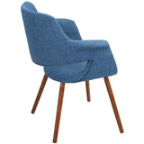 Lumisource Vintage Flair Mid-Century Modern Chair in Walnut and Blue