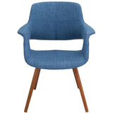 Lumisource Vintage Flair Mid-Century Modern Chair in Walnut and Blue