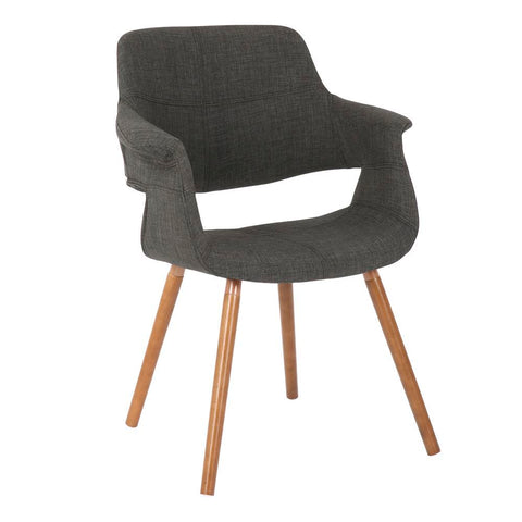 Lumisource Vintage Flair Mid-Century Modern Chair in Walnut and Charcoal Fabric