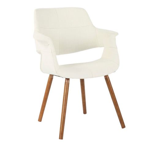 Lumisource Vintage Flair Mid-Century Modern Chair in Walnut and Cream Fabric
