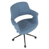 Lumisource Vintage Flair Mid-Century Modern Office Chair in Blue with Black Metal Base