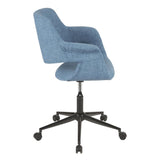 Lumisource Vintage Flair Mid-Century Modern Office Chair in Blue with Black Metal Base
