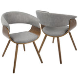 Lumisource Vintage Mod Mid-Century Modern Chair in Walnut And Light Grey Fabric