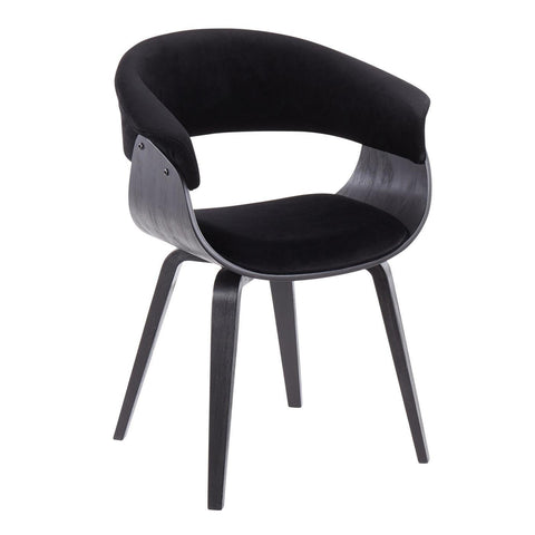 Lumisource Vintage Mod Mid-Century Modern Dining/Accent Chair in Black Wood and Black Velvet