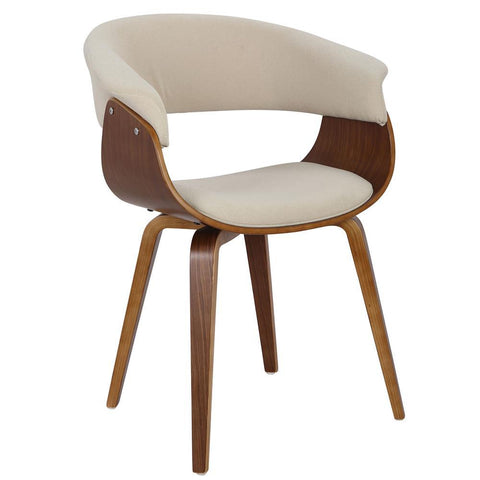 Lumisource Vintage Mod Mid-Century Modern Dining/Accent Chair in Walnut and Cream