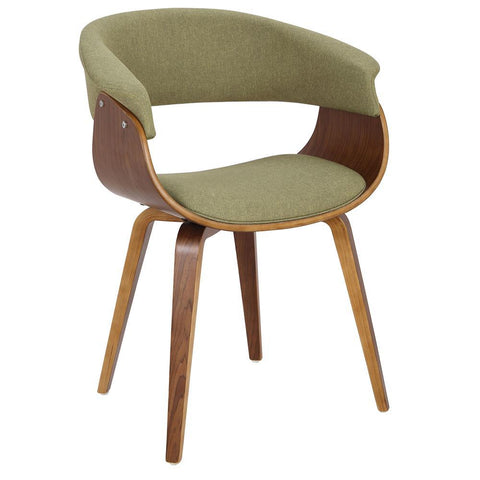 Lumisource Vintage Mod Mid-Century Modern Dining/Accent Chair in Walnut and Green