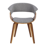 Lumisource Vintage Mod Mid-Century Modern Dining/Accent Chair in Walnut and Light Grey